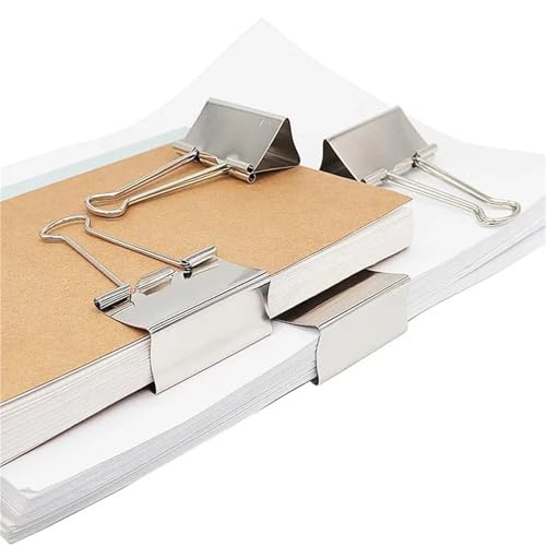 Binder Clips 100Pcs Binder Clips File Metal Paper Clips Silvery Paper Clip Clamp 15/19/32/40/50mm Stationery Clip Office School Supplies(50mm)