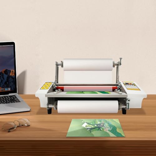 V350 Cold Hot Roll Laminator, 110V 350MM Single- & Double-Sided Thermal Laminator Foil with Digital Display & Temperature Control for Home Commercial Office School