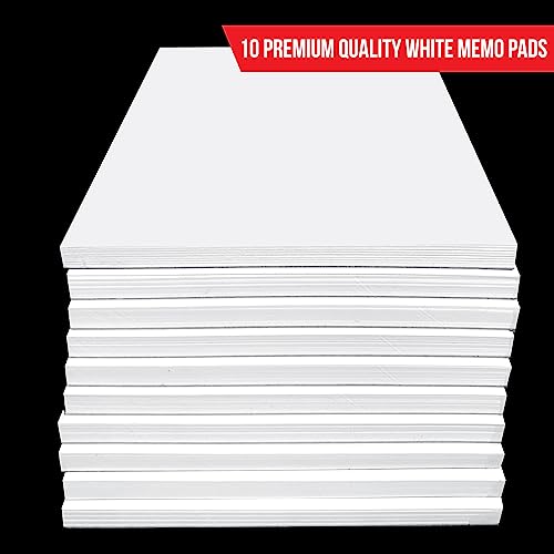 White Plain Note Pads - Memo Pads - Scratch Pads - Blank Writing Pads - 10 Pads 50 sheets in each pad (8.5" x 11")