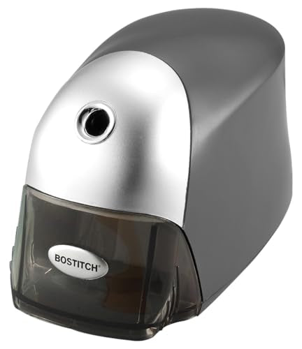 Bostitch Office QuietSharp Executive Heavy Duty Electric Pencil Sharpener for 65% Faster Sharpening and 6X Longer Cutter Life - Colored Pencil Compatible, Charcoal