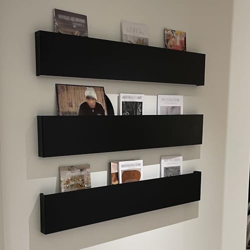 GTFDXJ 35 47 59 in Black Metal Magazine Rack Wall Mounted, Hanging File Brochure Storage Holder Comic Display Stand Book Shelf, Vertical Organizer for Home Office Reception Decor