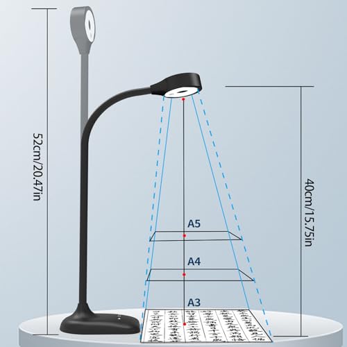 Xanorrg Full Clear Streaming USB Document Camera with Adjustable Arm for Online Teaching Webinars Video Conferencing Webcam