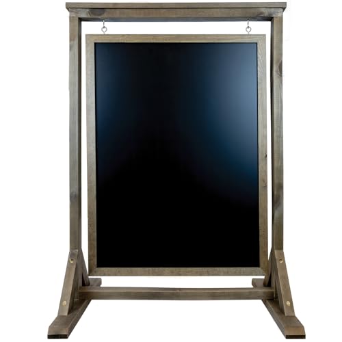 Rustic Handcrafted Chalkboard Sign: Uniquely Designed Wooden Sidewalk Sign Message Board with Double Sided Display. Alternative to A-Frame & Sandwich Board Signs. Use Chalk or Liquid Chalk Markers.