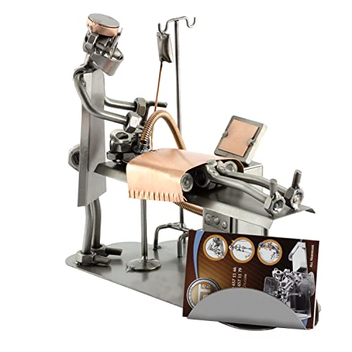 Steelman24 Anaesthesiologist with Business Card Holder Sculpture Nuts and Bolts Handmade Made in Germany Metal Figurine