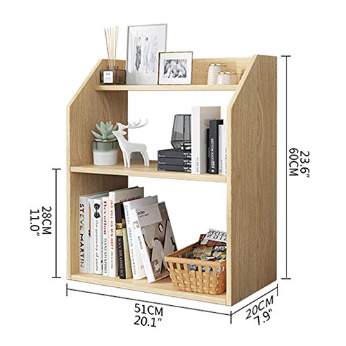 BINGQIAN Standing Bookcase Desktop Bookshelf Office Shelves Desktop Organizer Home Bedroom Small Storage Rack Simple Multi-Layer Bookcase, 20.1"×7.9"×23.6" Desktop Book Stand(A)