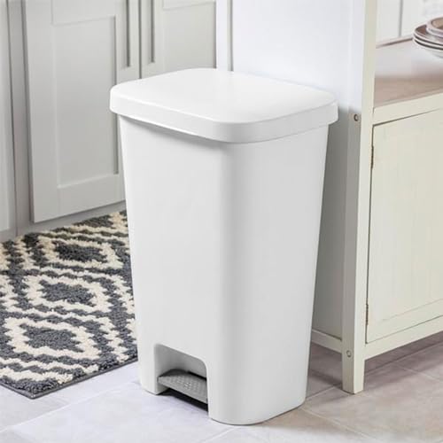 Sterilite Rectangular Step On Kitchen Wastebasket, 11.9 Gal, White, 12-Pack