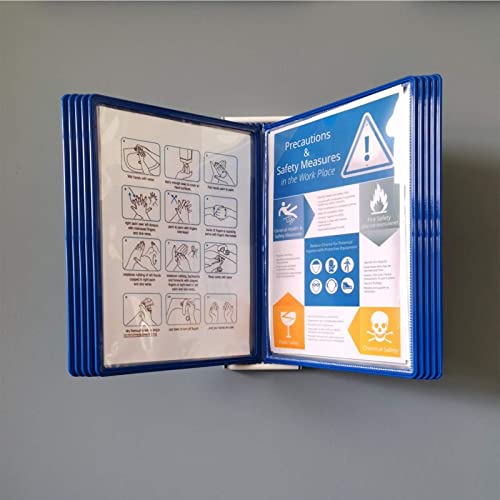 JDXQBLD Wall Mount Reference Organizer - Catalog Display Rack, 10 Panels Wall Display System, Wall Mount Display Panels, Metal Panel System, for Warehouse, Workshop, Shop, Labora,Blue