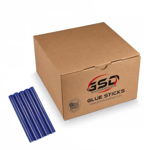 GlueSticksDirect Mini Size Hot Melt Glue Sticks for Glue Gun - Bulk 4in Blue - Great for Art Craft Repairs & Compatible w/Most Glue Guns - 5/16" X 4" (Approx 565 Sticks, 5lbs Pack) - Made in USA