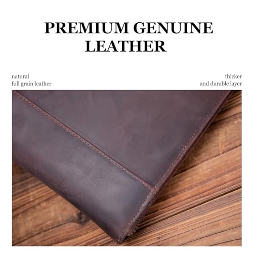 Geslun Leather 7 Ring Check Binder, 3-On-A-Page for 600 Checks (9 x 13”)