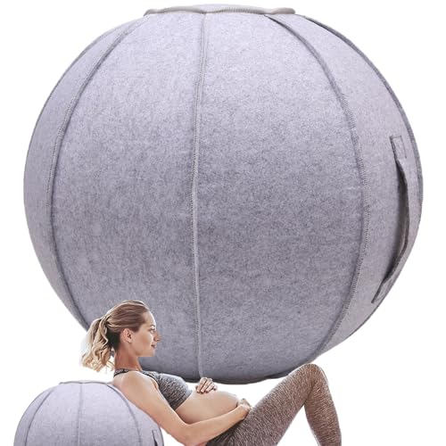 WTZHHK Pilates Yoga Ball Chair Yoga Ball Office Chair, Balance Ball Chair Lightweight Self-Standing Ergonomic Posture Activating Exercise Ball Solution with Attractive Cover Seat(White Gray,65CM)