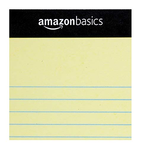 Amazon Basics Legal/Wide Ruled 8.5 x 11.75 inch Legal Pad, Canary, 72 Count (Pack of 12), 50 sheets per pad, 6 packs per carton