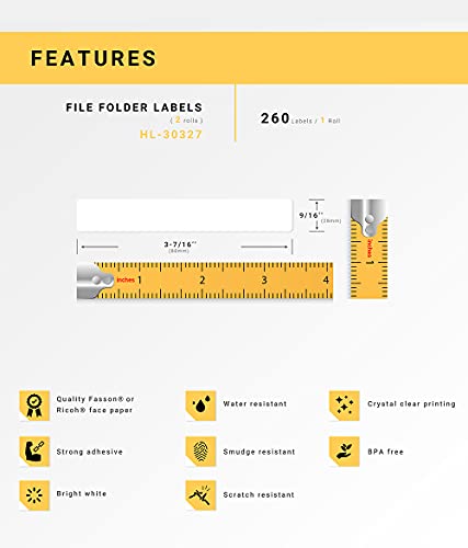 HouseLabels Compatible with Dymo 30327 Labels, 9/16" x 3-7/16"