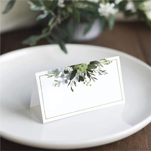 Name Tent Table Cards 200pcs Simple Fresh Plant Wedding Seating Number Table Card Name Place Cards Christmas Birthday Party Table Sign In Card