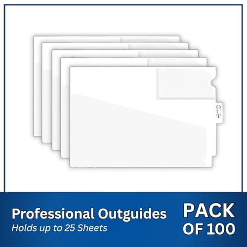Doctor Stuff - Center Tab Vinyl Out Guides, Diagonal Cut Front Pocket, Top Charge Out Slip Pocket, Plastic File Folder, Letter Size 9" x 13-1/4", White, 100/Box