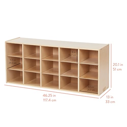 Back2School Express Sleekline 15-Cubby Storage Cabinet, 3x5, Natural