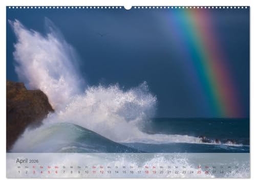 Wellen Concert (High-Quality Premium Wall Calendar 2026 DIN A2 Landscape), Art Print in High Gloss, Waves at Sea Storms in the Mediterranean Sea