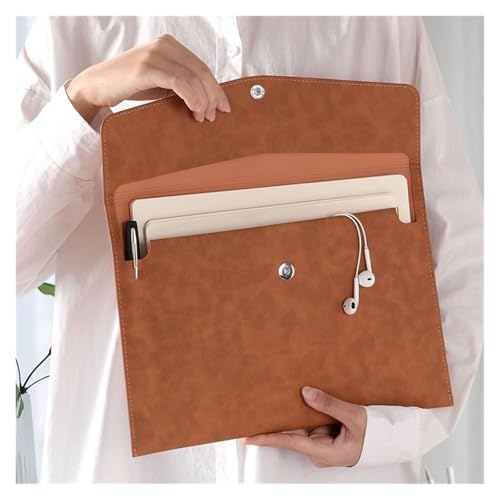 PU leather document pouch, Leather Envelope Document Holder File Folder A4 Business Briefcase Multicolor 330x240mm Pack of 3(Brown)