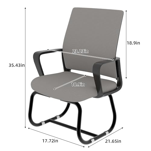 MWrouqfur Office Guest Chair with Arms - Modern Mesh Back Reception Chair for Waiting Room, Conference Room & Office, Breathable Upholstered Seat with Metal Frame, 350lbs Capacity (Black+ Gray)