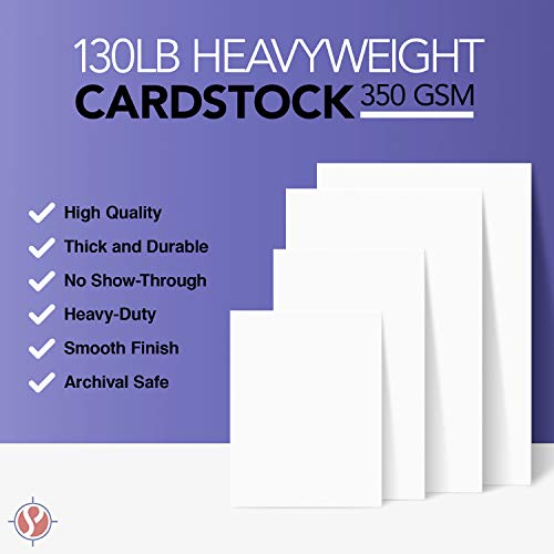 8.5 x 11" White Silk Matte Card Stock – Extra Thick Heavy 130lb Cover (350gsm) Cardstock – Great for Invitations, Greeting Cards, Scrapbooking, Crafts – 50 Sheets per Pack (Not for Inkjet Printer)