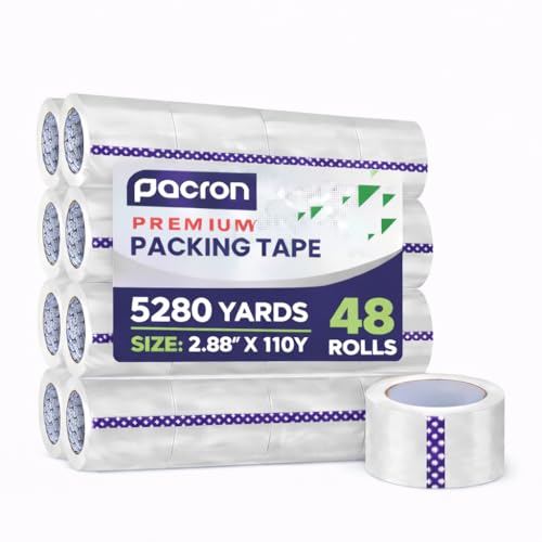 Clear Packing Tape 2 MIL Thick - 48 Heavy-Duty Wrapping Tape - 110-Yard Length, 5280 Total Yards 2.88-Inch Wide Strong Adhesive Rolls for Moving, Office Packaging, Storage Organization & Warehouse