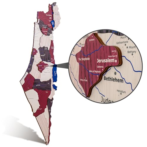 3D Wooden Map of Israel, Large - 72" x 27", Biblical Places Captured, Great for Christian homes/schools/offices, Where Jesus walked, XXL
