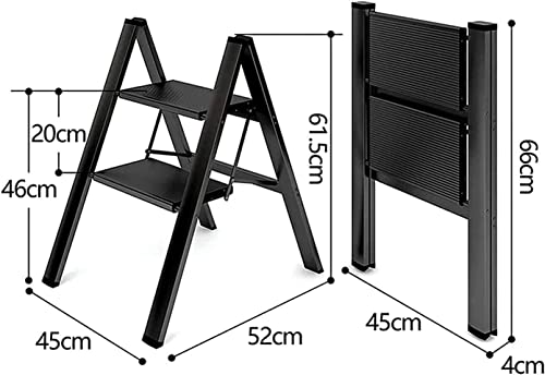 LBAawxe 2-Step Ladder Multifunctional Household Aluminum Ladder Stool Folding Herringbone Ladder(A)