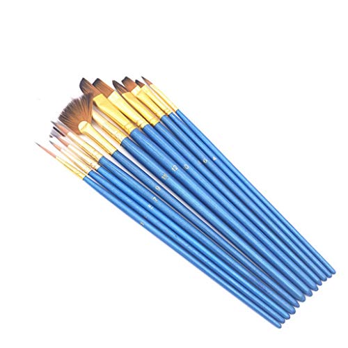 HBJWOV 12PCS Oil Painting Brush Acrylic Watercolor Brush Multi-Model Mixed Hair Lint Beginner Paint Brush Set Art Supplies