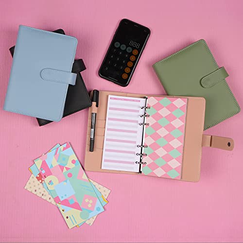 QERTYHKK A6 PU Leather Budget Binder Notebook Money Envelopes Organizer for Cash Saving with,Expense Sheets and Marker Pen