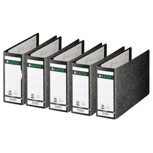 Leitz Board Lever Arch File Oblong Landscape 77mm Spine A5 Black Ref 1076-00-95 [Pack of 5]