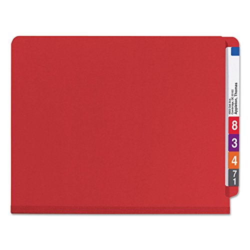 Smead 26783 Pressboard End Tab Folders Letter Six-Section Bright Red 10/Box