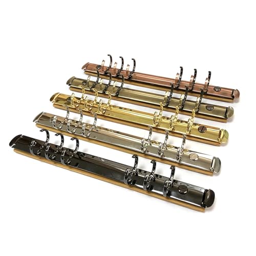 Ring Clips 5PCS A5 Metal Ring Binder Clips with Bamboo Back Panel 6 Detachable Buckle Loose-Leaf Binding Strip for Data Book Album Notebook(Silver,Inner Diameter 15mm)