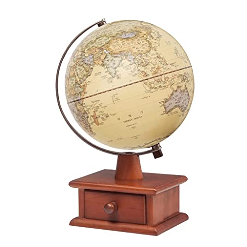 POCHY Practical Globe Illuminated World Globes Raised Relief Geographic Globes Learning Educational Globe Wooden Base Globes for Home Decoration Beautifully Decor