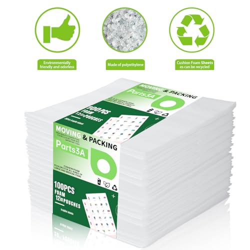 Foam Wrap Roll,100P Foam Pouches, 50P Foam Sheets, 100Sheets Packing Paper