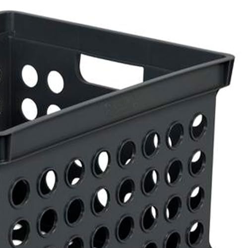 Sterilite Storage Crate Bin File Organizer for Home & Office,Black, 24-Pack