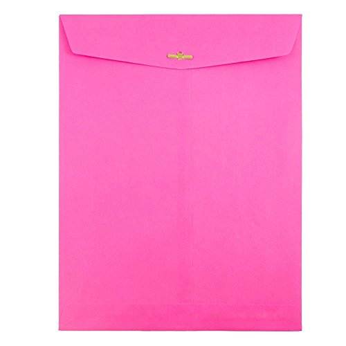 JAM PAPER 10 x 13 Open End Catalog Colored Envelopes with Clasp Closure - Ultra Fuchsia Hot Pink - 100/Pack