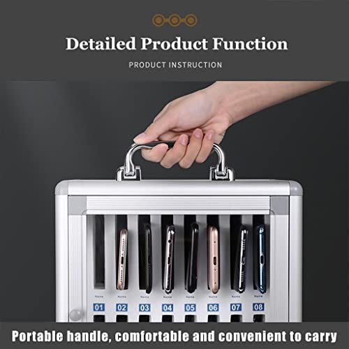 Aluminum Alloy Pocket Chart Storage Cabinet Wall Mounted Clear Cell Phone Cabinet with Portable Handle Key Lock & Handwritten Tags (Color : Silver, Size : 36)
