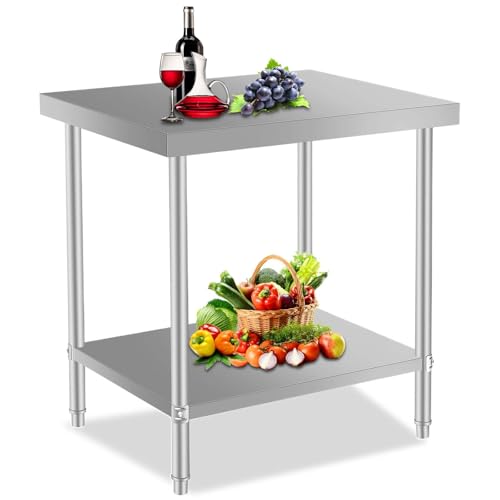 HRVEOCEI 24'' W x 18'' D Stainless Steel Table,Heavy Duty Commercial Prep & Work Table for Commercial Kitchen, Restaurant, Hotel and Garage