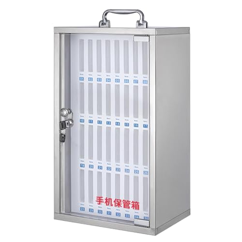 Cell Phones Storage Cabinet Cell Phone Holder, Wall- Mounted Locker Box Mobile Phone Desktop Organizer, Classroom Pocket Chart Stainless Steel Storage Locker Box, for Schools/Offices/Gyms, 36 grids