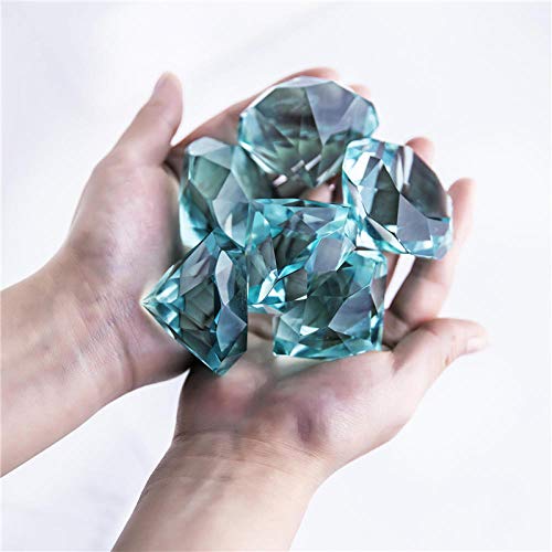 6pcs Cyan Blue Crystal Diamond Paperweight Sparking Glass Diamond Jewels Wedding Decorations Table Centerpieces Home Decor