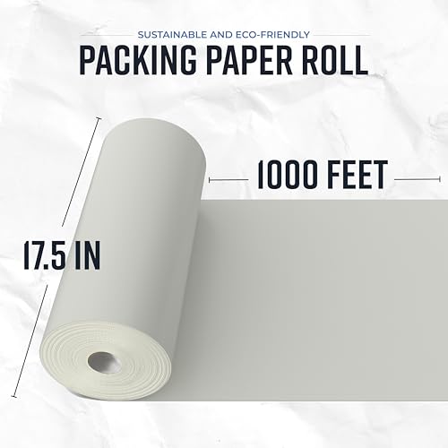 Bryco Goods Large Newsprint Packing Paper Roll 1000'L x 17.5”W, Made in USA