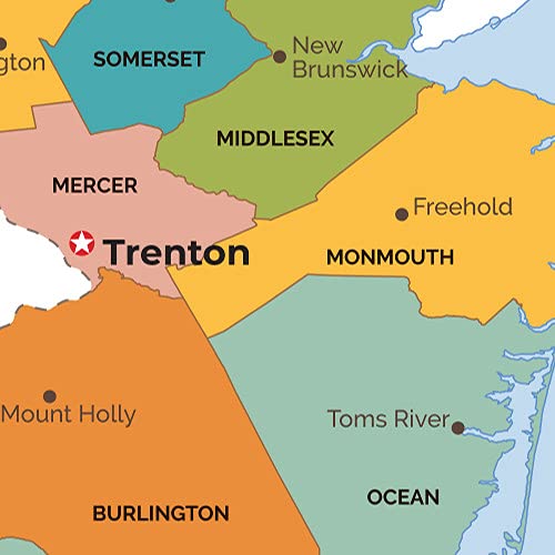 New Jersey Counties Map - Standard - 36" x 43.25" Laminated