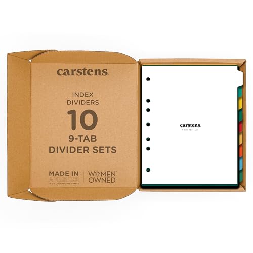 Multicolor Heavy Duty Plastic Divider Set, 9-Tab, Case of 10 Sets