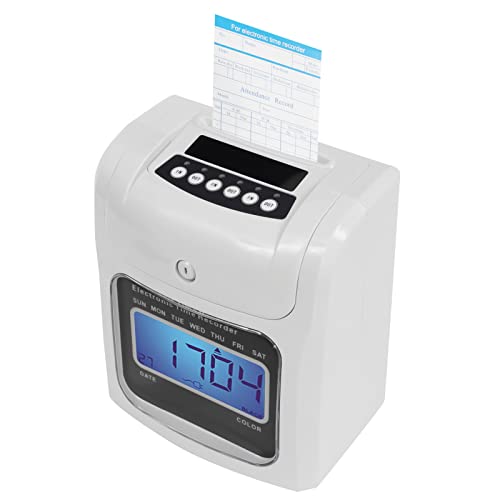 Calculating Time Clock,50/60HZ White Electronic Time Recorder with 50 Double Sided Time Cards,Automatic Time Calibration,Time Clock for Company Home Unit