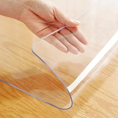 LJTGFHP 32x50 in Office Desk Blotter Mat Clear Plastic Table Protector Cover Pad PVC Transparent Topper Surface Protection Pad Anti Scratch Table Mat Dinner End Waterproof Easy Clean