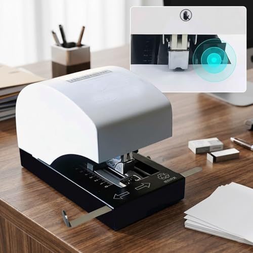 GJOPU Dual Mode Electric Stapler, Automatic Saddle Binder Machine with Dual Binding Methods, Low-Noise Binding, Paper Insertion Depth 63mm, for Home, School, Office, Business, Heavy Book Bind