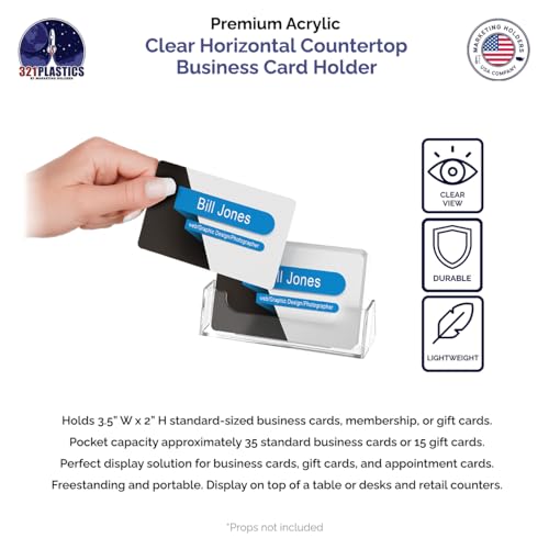 Marketing Holders Business Card Holder Table Display for 3.5" x 2" Contact Cards for Vendor Booths at Tradeshows Expos and Conventions Clear Acrylic Take One Dispenser