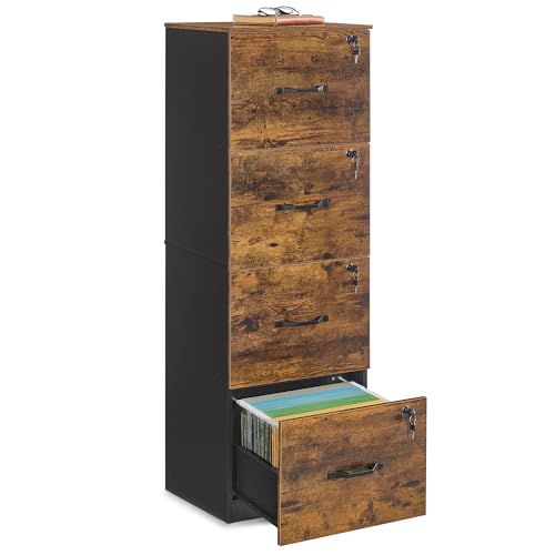 VASAGLE 4 Drawer File Cabinet with Locks, for A4, Letter Sized Documents