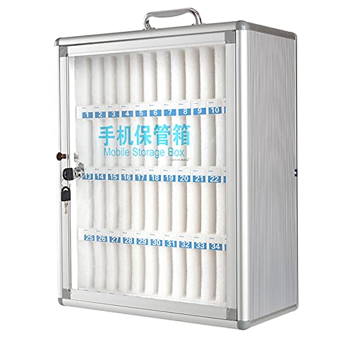 SDdPulse Wall-Mounted Mobile Phone Storage Box - 48 Slot Transparent Lockable Cell Phone Safe Deposit Box Portable Hand-Carry Design for Home & Office nization,48slots