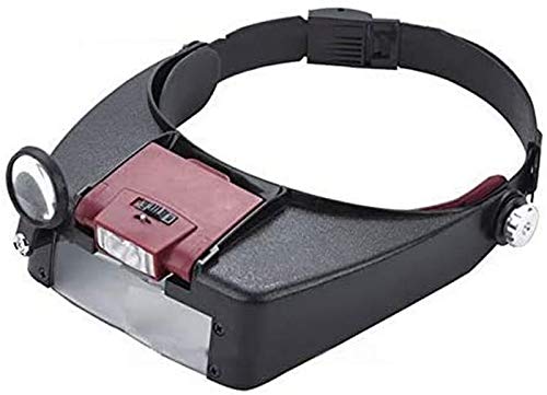 Portable Magnifying Glass,Hobby Tool Magnifiers Head Wear Magnifier Adjustable Size Headband Magnifying Lenses Repair Work Light High Transparency Lenses Led Light Head Lamp