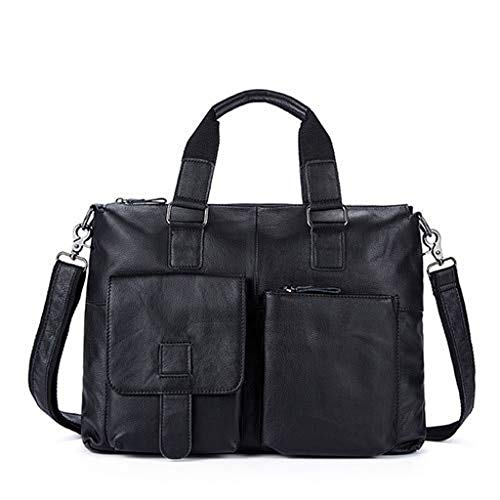 GSGRTYJIO Leather Briefcase Laptop Bag Messenger Shoulder Work Bag Crossbody Handbag for Business Travelling for Men(-Brown)(Black)